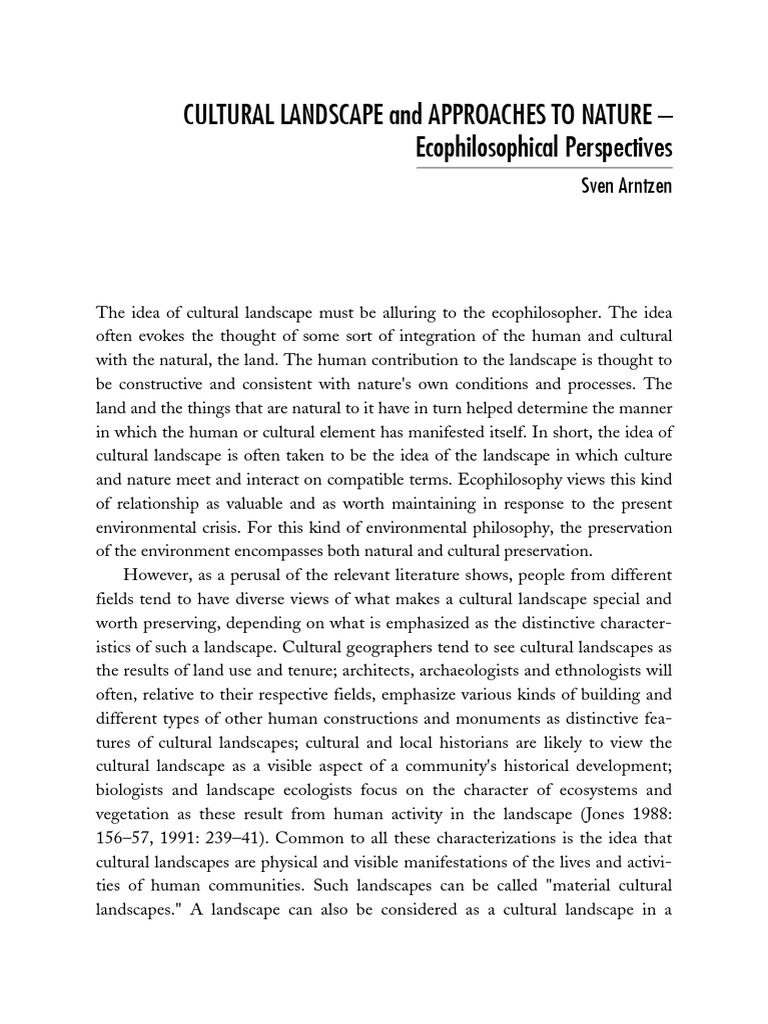 Ecophilosophy and Cultural Landscapes | PDF | Landscape | Nature