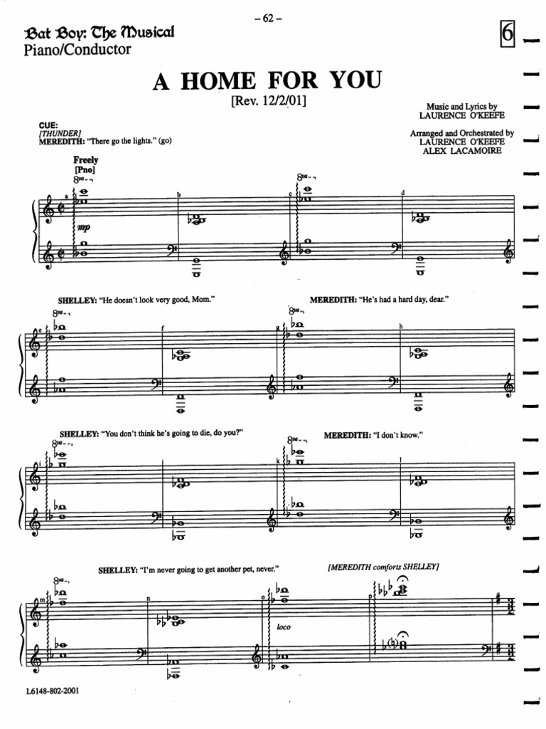 Bat Boy A Home For You Sheetmusicdownload