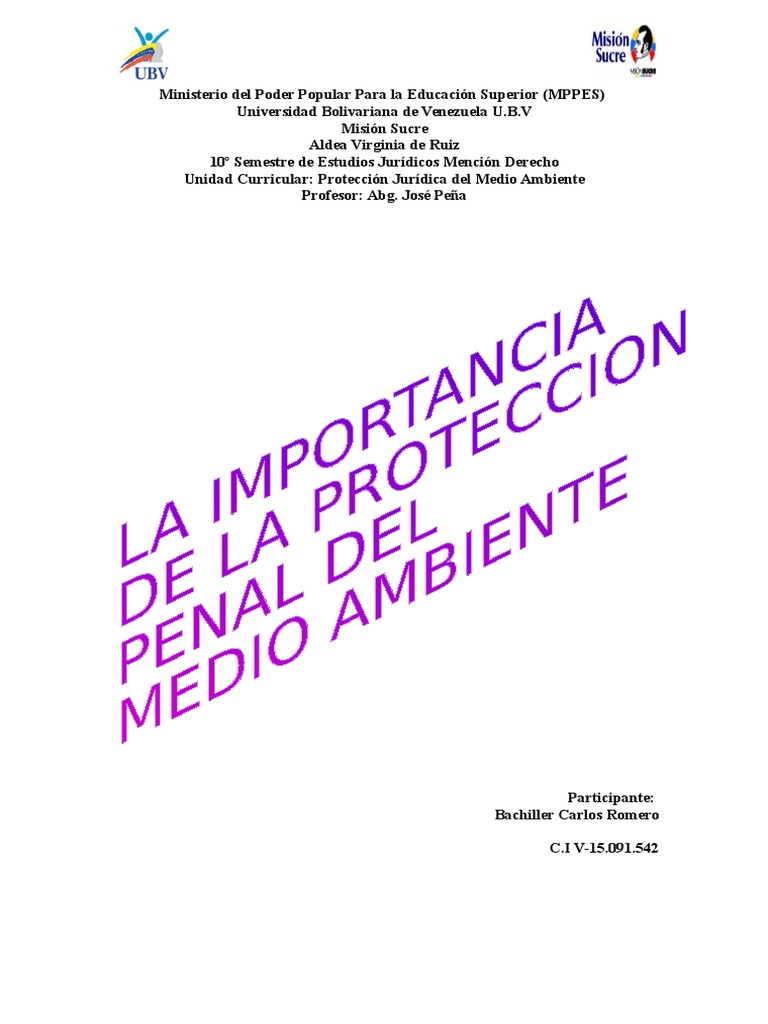 Ley Penal del Ambiente en Venezuela | PDF | Delito | Derecho penal