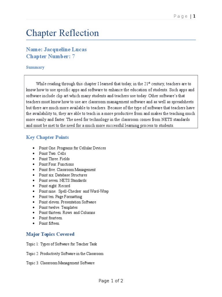 Chapter 7 Reflection | PDF