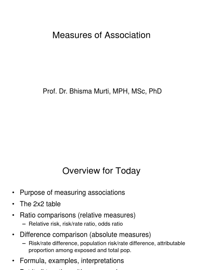 Measures Of Association Prof Bhisma Pdf Relative Risk Odds Ratio