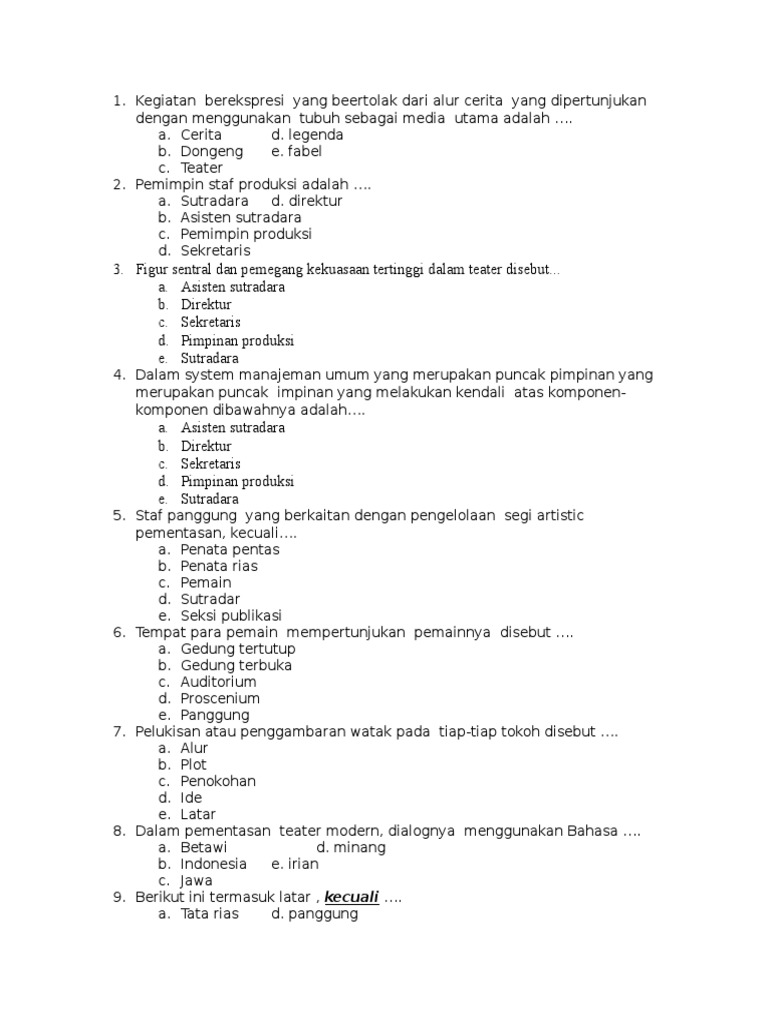Soal Seni Budaya Soal Seni Budaya