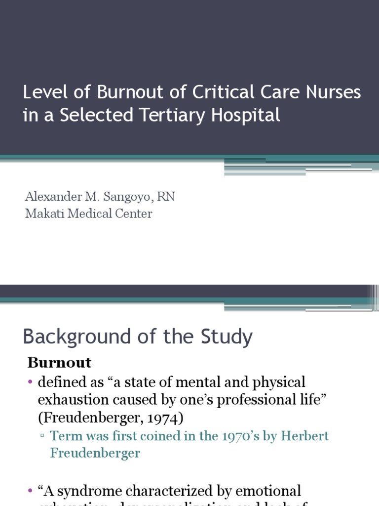 Burnout Levels in Critical Care Nurses | PDF | Occupational Burnout ...