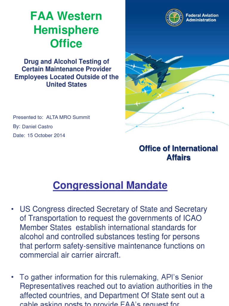 Faa Alcohol Test PDF Federal Aviation Administration Rulemaking