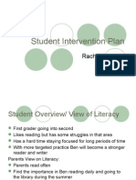 Student Intervention Plan: Rachel Mixtacki SPE-620 7/14/15