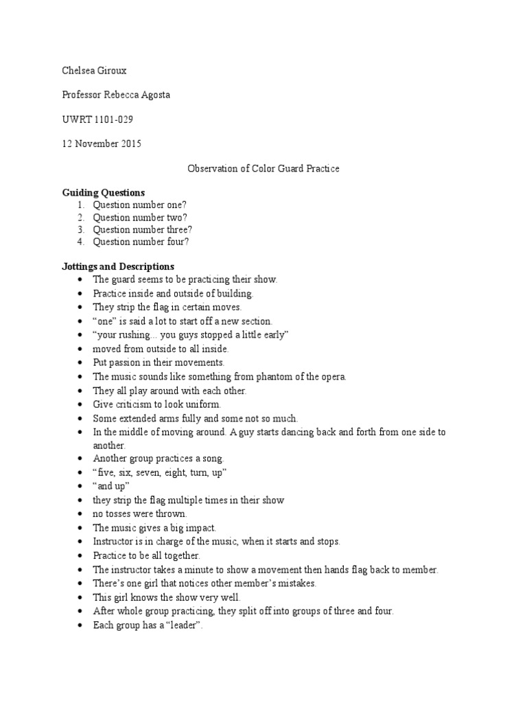 Color Guard Practice Insights | PDF | Paragraph