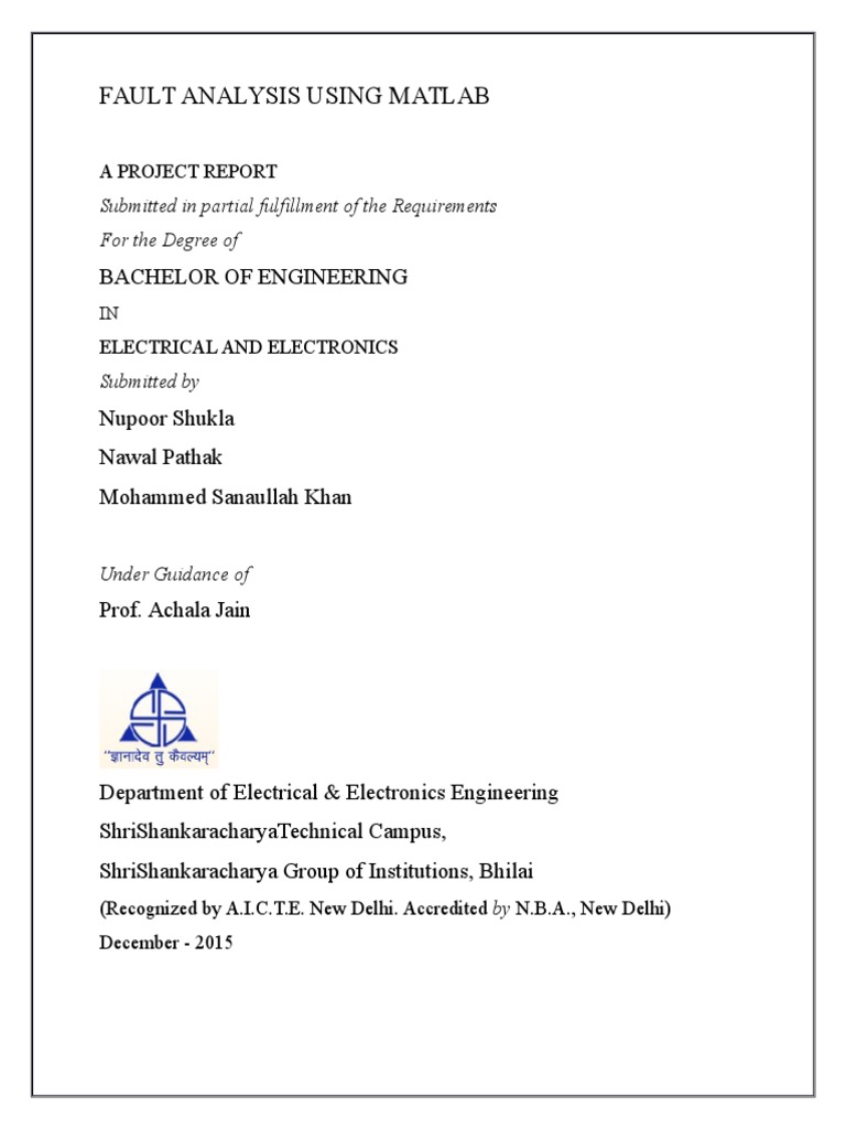 Thesis For Fault Analysis Using MATLAB | PDF | Electric Power System ...