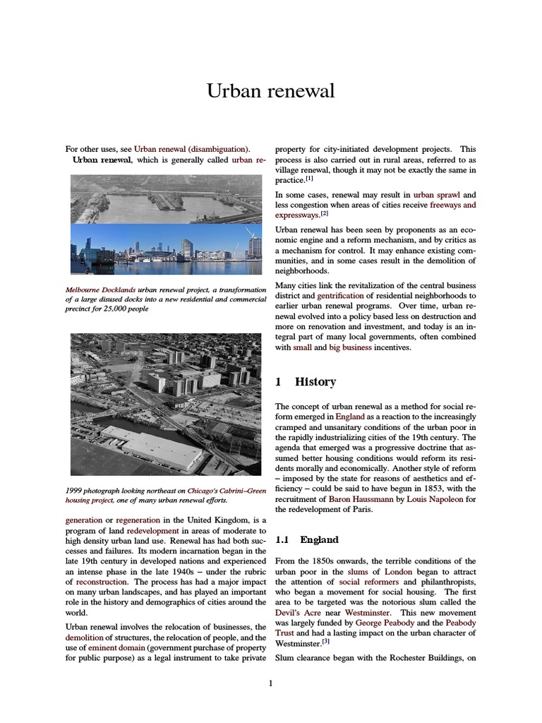 Urban Renewal Definition PDF Urban Renewal Land Management