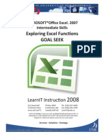 Exploring Excel Functions Goal Seek: Learnit Instruction