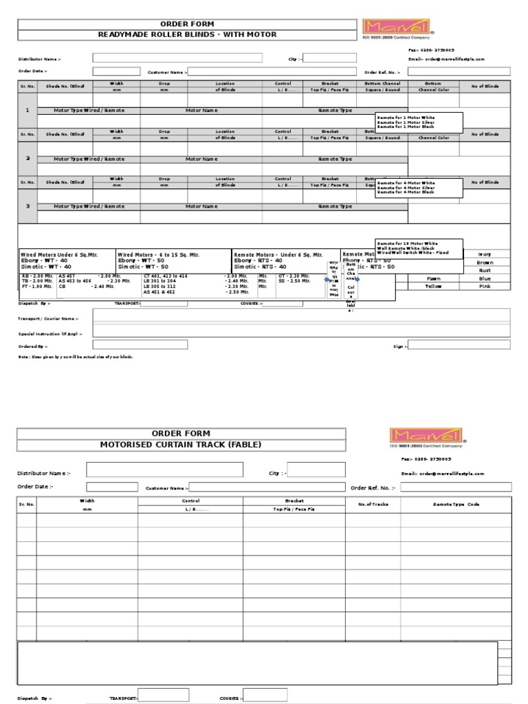 Online Order Form-Mororized Only | PDF