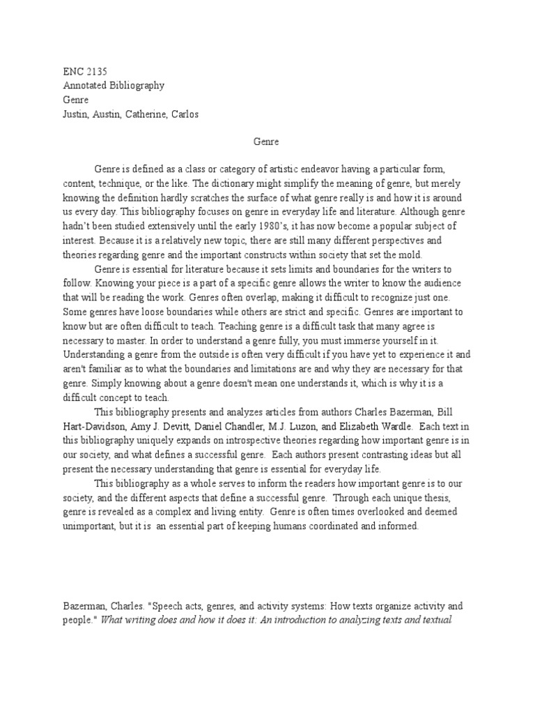 Writing for life summary genre