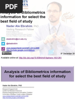 Download Analysis of Bibliometrics information for select the best field of study by Nader Ale Ebrahim SN292589796 doc pdf