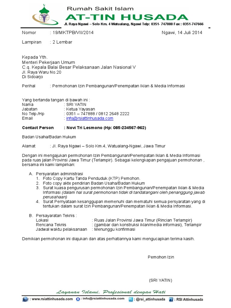 Gambar Surat Permohonan Pemasangan Iklan Gambar Usaha di 