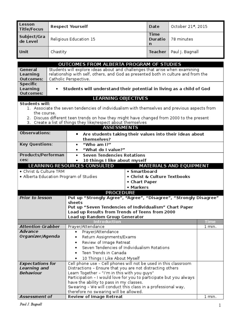 Lesson Plan Re15 Oct 21 Revised | PDF | Educational Assessment ...