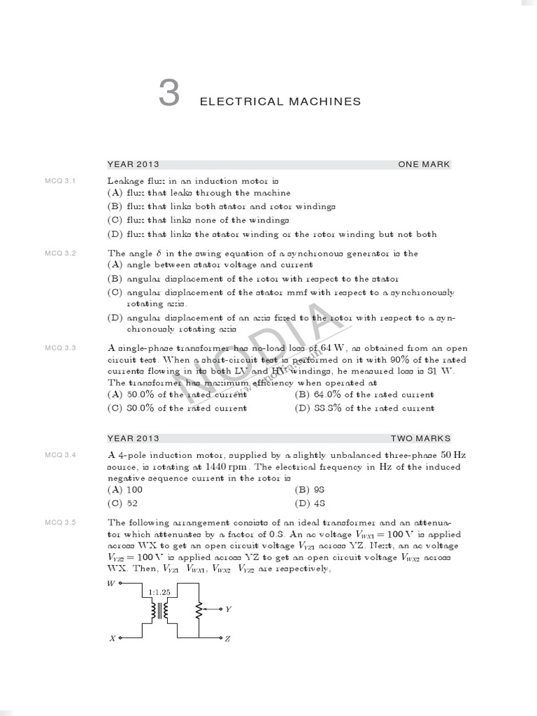 Induction Motor and Transformer MCQs | PDF | Transformer | Electric Motor