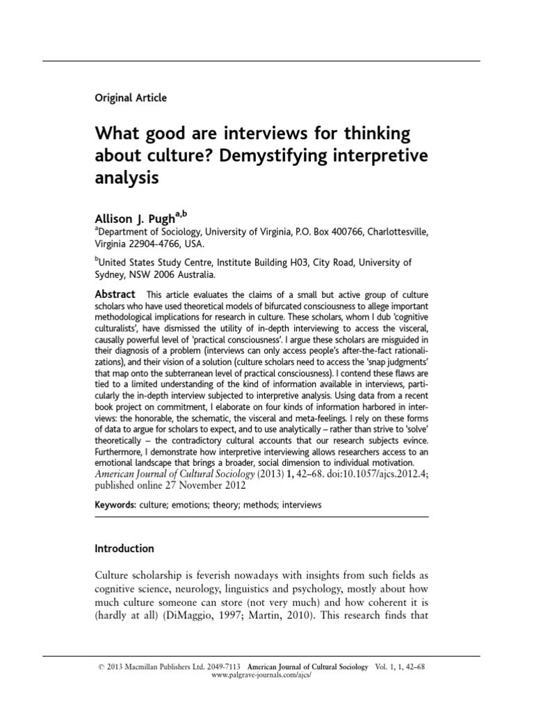 Interviews and Cultural Analysis Insights | PDF | Emotions | Consciousness
