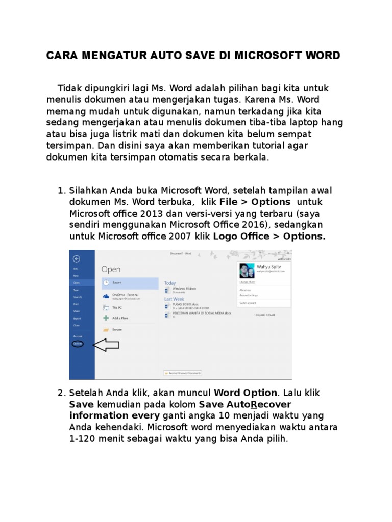 Cara Mengatur Auto Save Di Microsoft Word