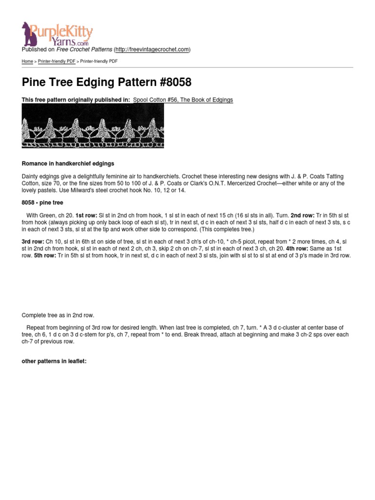 Pine Tree Edging Pattern PDF Textile Arts Nature