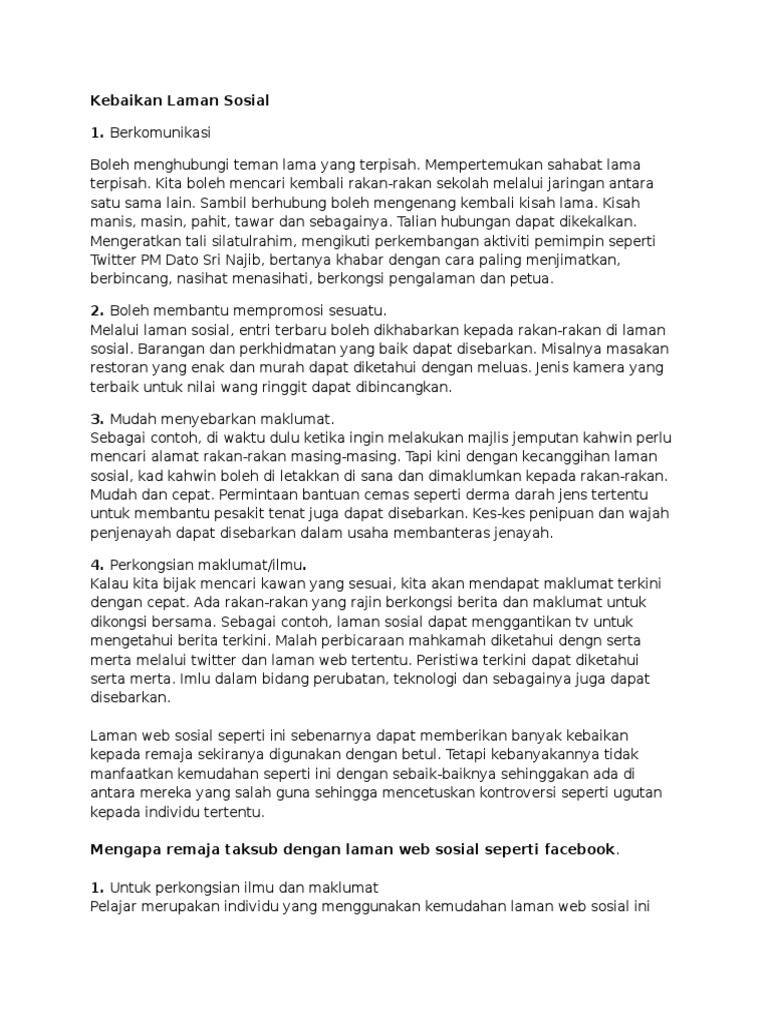 Kebaikan Laman Sosial Pdf