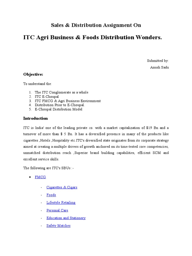 ITC Agri Business: E-Choupal Distribution Model | PDF | Distribution ...