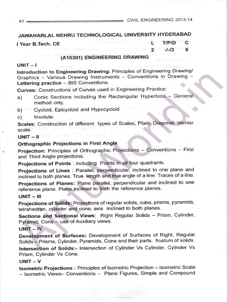 Engineering Drawing Syllabus 1st Year | PDF | Geometry | Space
