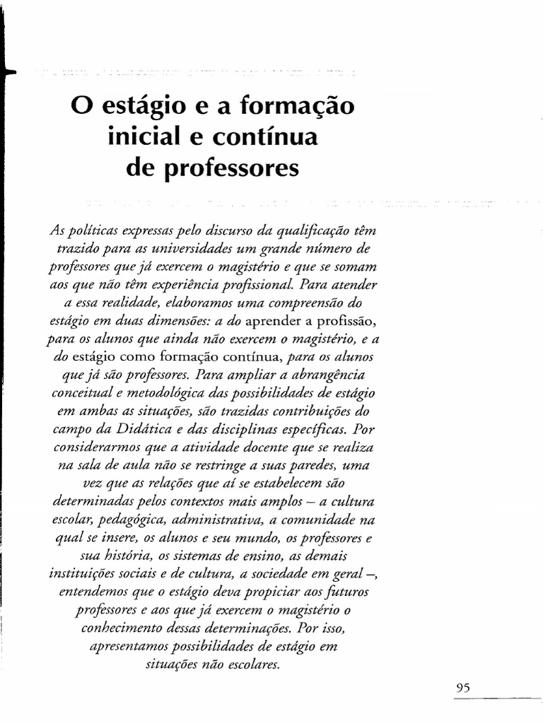 Selma Garrido Pimenta e Maria Lucena Lima. Por Que o Estágio para Quem ...