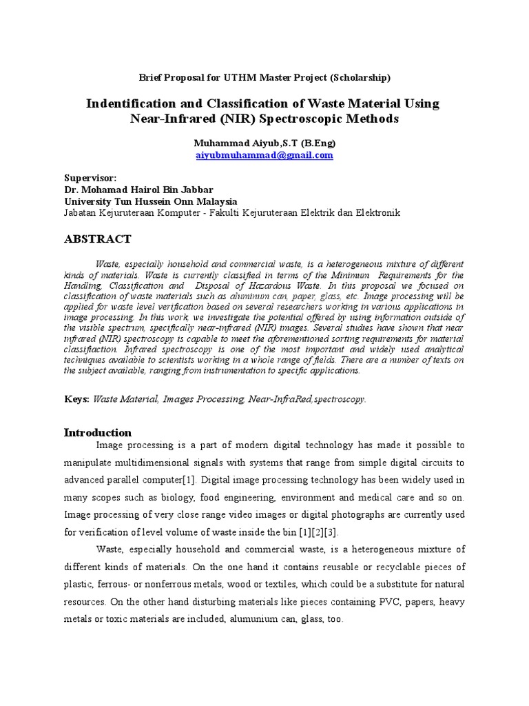 Muhammad Aiyub-Brief Proposal-Master Project UTHM Malaysia | PDF ...