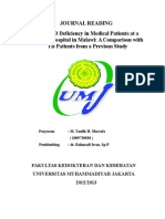 Journal Reading Vitamin D Deficiency in Medical Patients at A Central Hospital in Malawi: A Comparison With TB Patients From A Previous Study