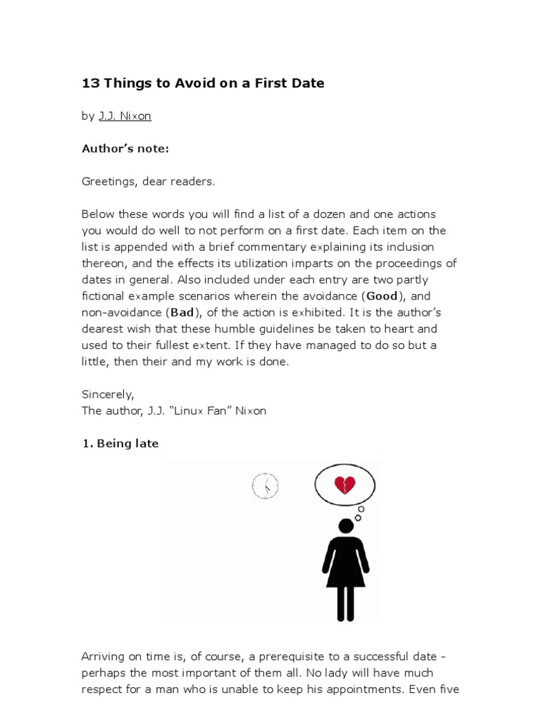 First Date Mistakes to Avoid | PDF | Nature