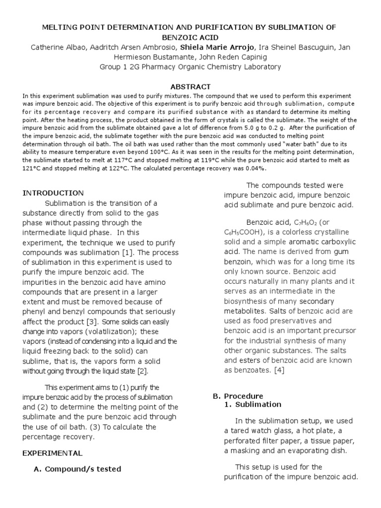 Benzoic acid melting point image
