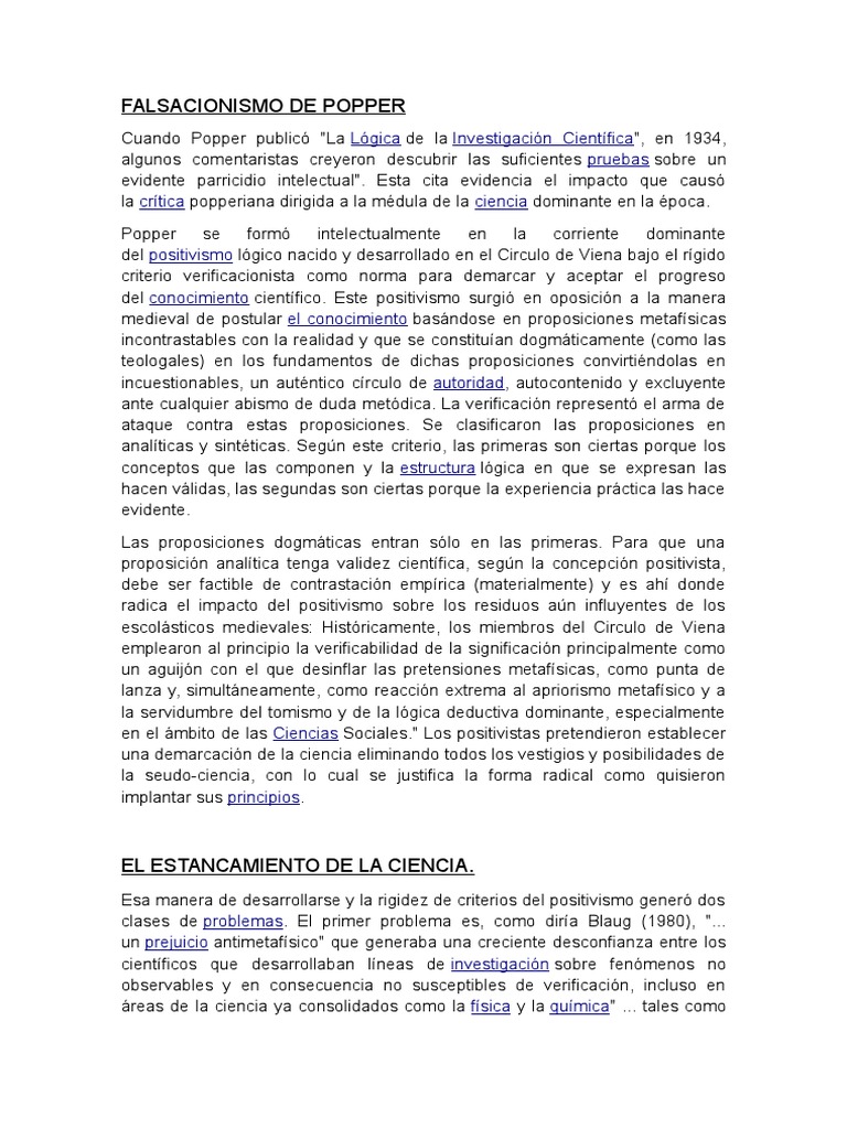 Falsacionismo de Popper Karl Popper Teoría Prueba
