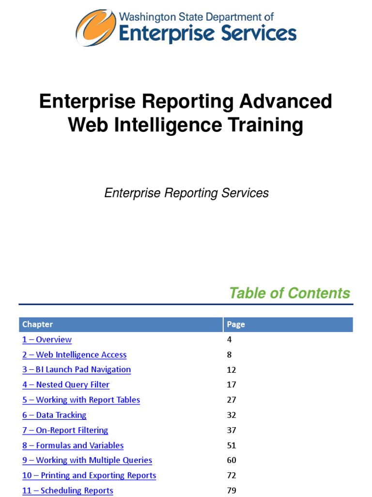 Advanced Web Intelligence Training Guide | PDF | Icon (Computing) | Tab ...