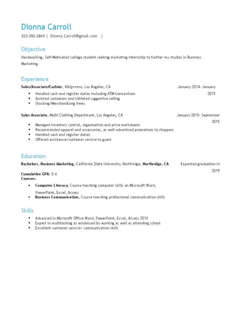 Resume No Address | PDF