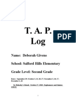 T. A. P. Log: Name: Deborah Givens School: Salford Hills Elementary Grade Level: Second Grade
