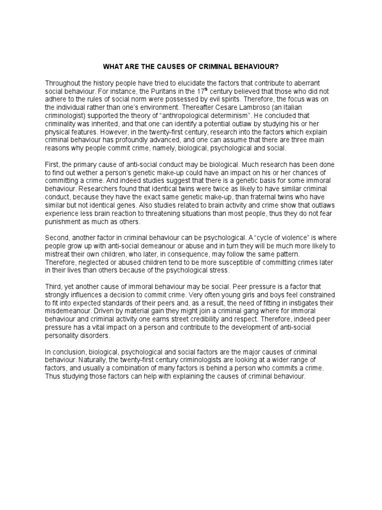 Causes of criminal behavior picture