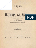 Nicolae Iorga - Oltenia Și Serbia - Conferință Ținută La Craiova În Ziua de 22 Noiembrie 1915 În Folosul Refugiaților Sîrbi