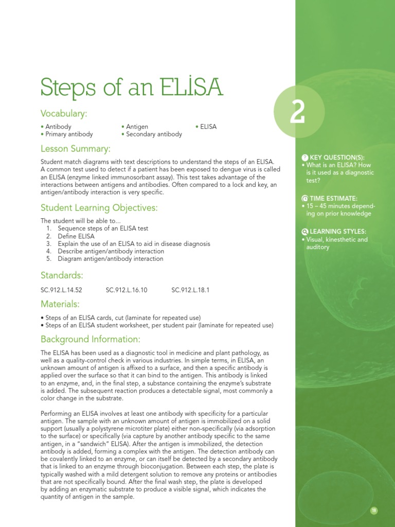 Steps of an ELISA Test Explained | PDF | Elisa | Antibody