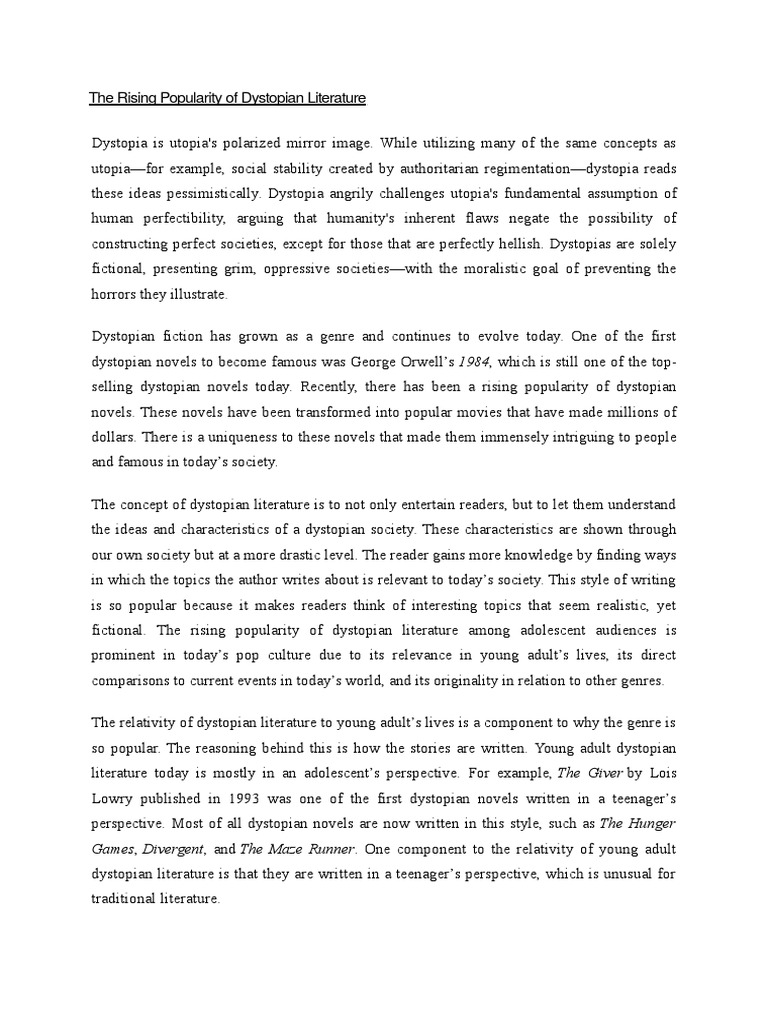 Rise of Dystopian Literature Today | PDF | Utopian And Dystopian ...