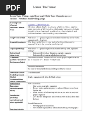 graphic organizer lesson plan 1