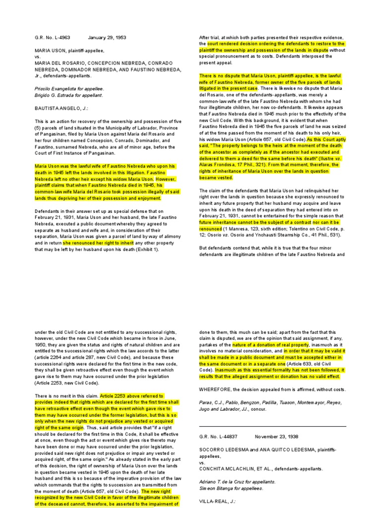 Succession Cases (12!02!15) PDF Will And Testament Inheritance
