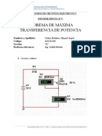 Teorema de Máxima Transferencia de Potencia: "Laboratorio de Circuitos Eléctricos I" Informe Previo N°5