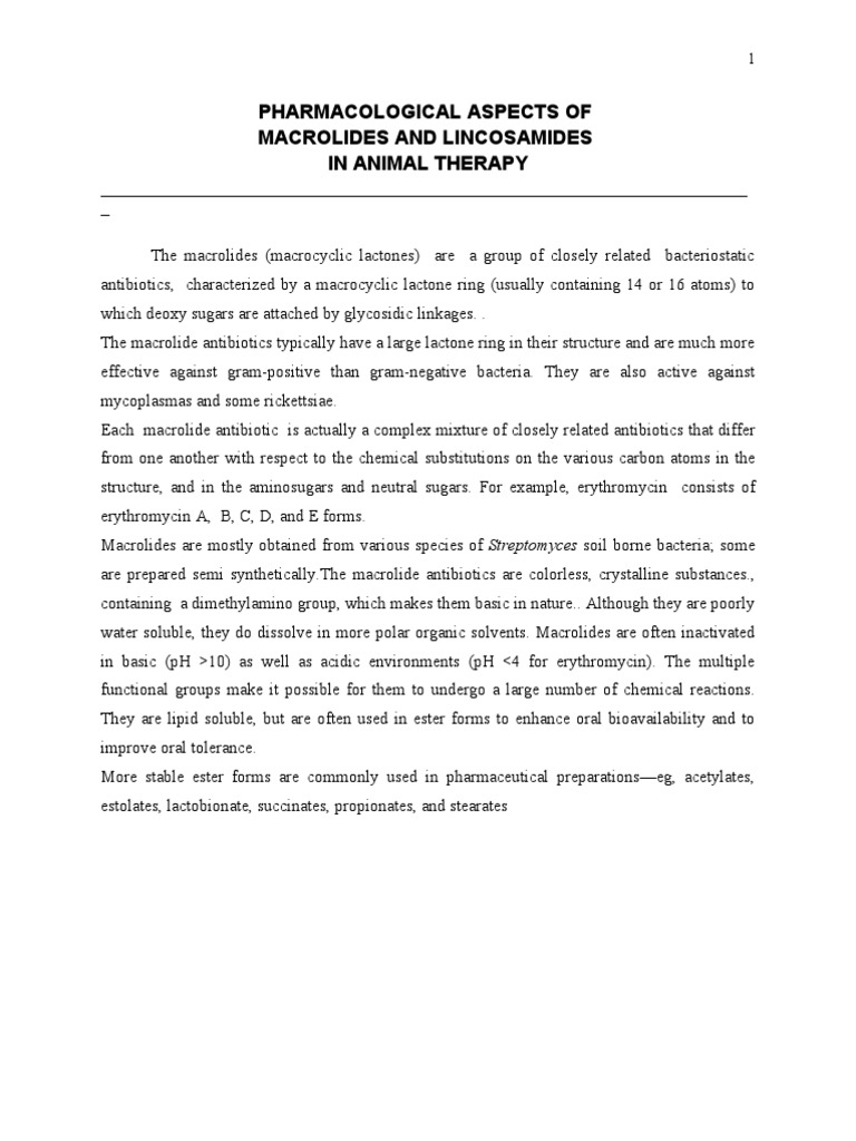 Macrolides and Lincosamides in Animal Therapy | PDF | Ribosome ...