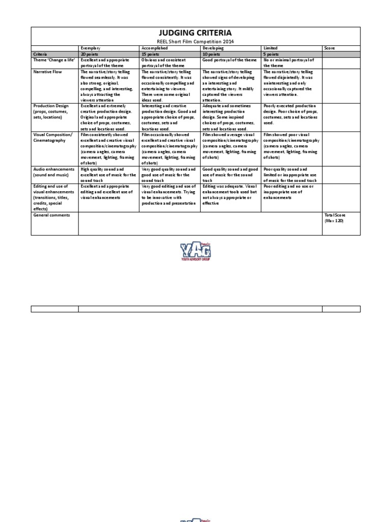 Criteria F326or Judging PDF Composition (Visual Arts) Cinematography