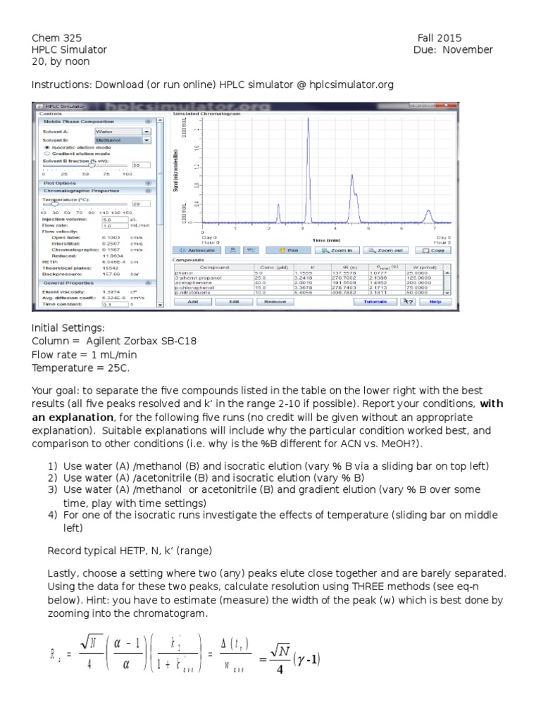 HPLC Simulator PDF Unit Operations High Performance Liquid
