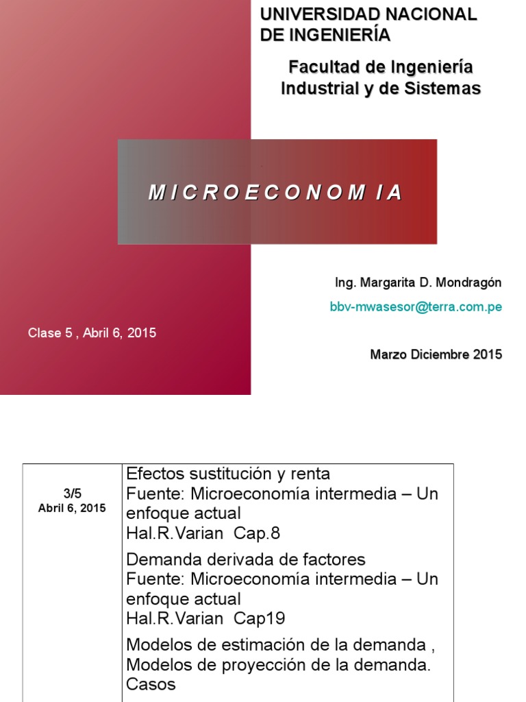 Clase 5 Efecto Sustitución Renta DD Mod - Estimación de Demanda Ab6 ...