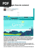 Lista Google Now de Comenzi Vocale