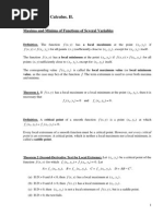 Multivariable Calculus. II.: Maxima and Minima of Functions of Several Variables