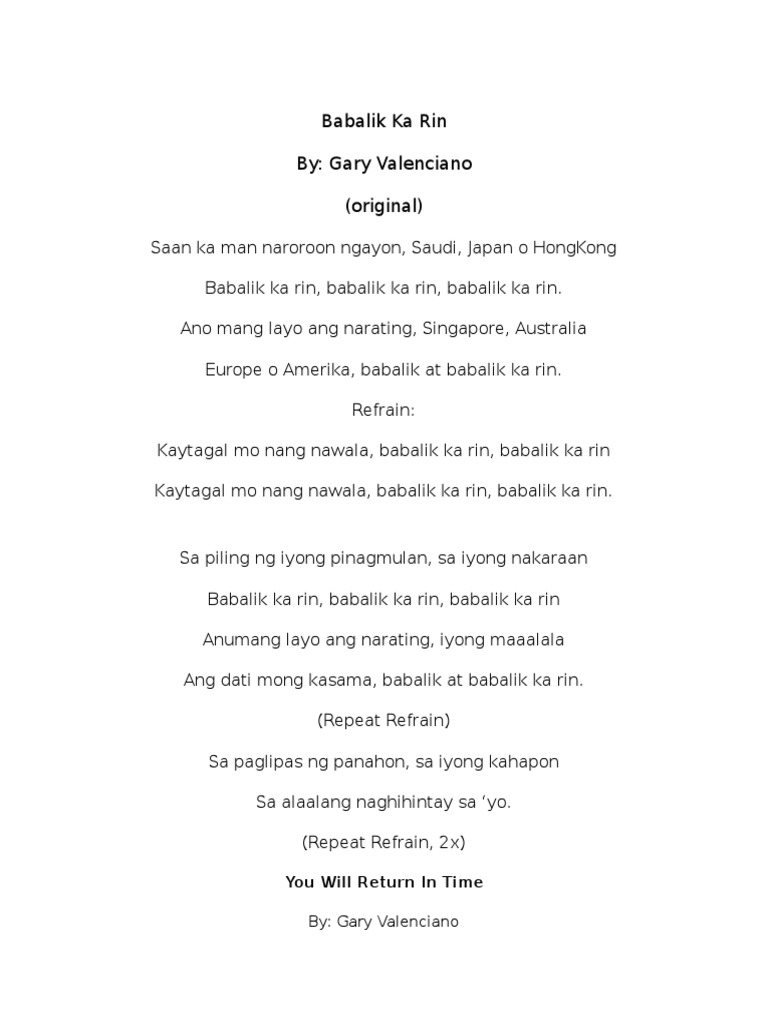 Babalik Ka Rin | PDF