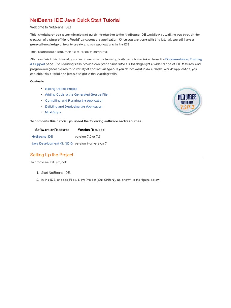 Netbeans Ide Java Quick Start Tutorial Net Beans - 