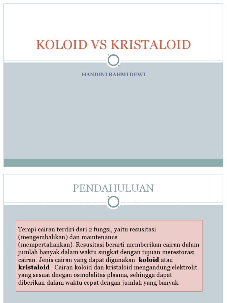 Koloid Vs Kristaloid - Handini | PDF